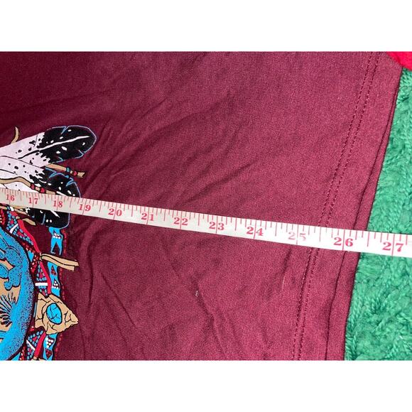 Vintage Las Vegas Shirt Jerzees M USA 90s Southwest Tee Native Graphic Maroon - Picture 13 of 13